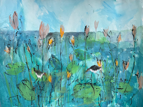 Christine Gibbs - Jacanas and Waterlilies