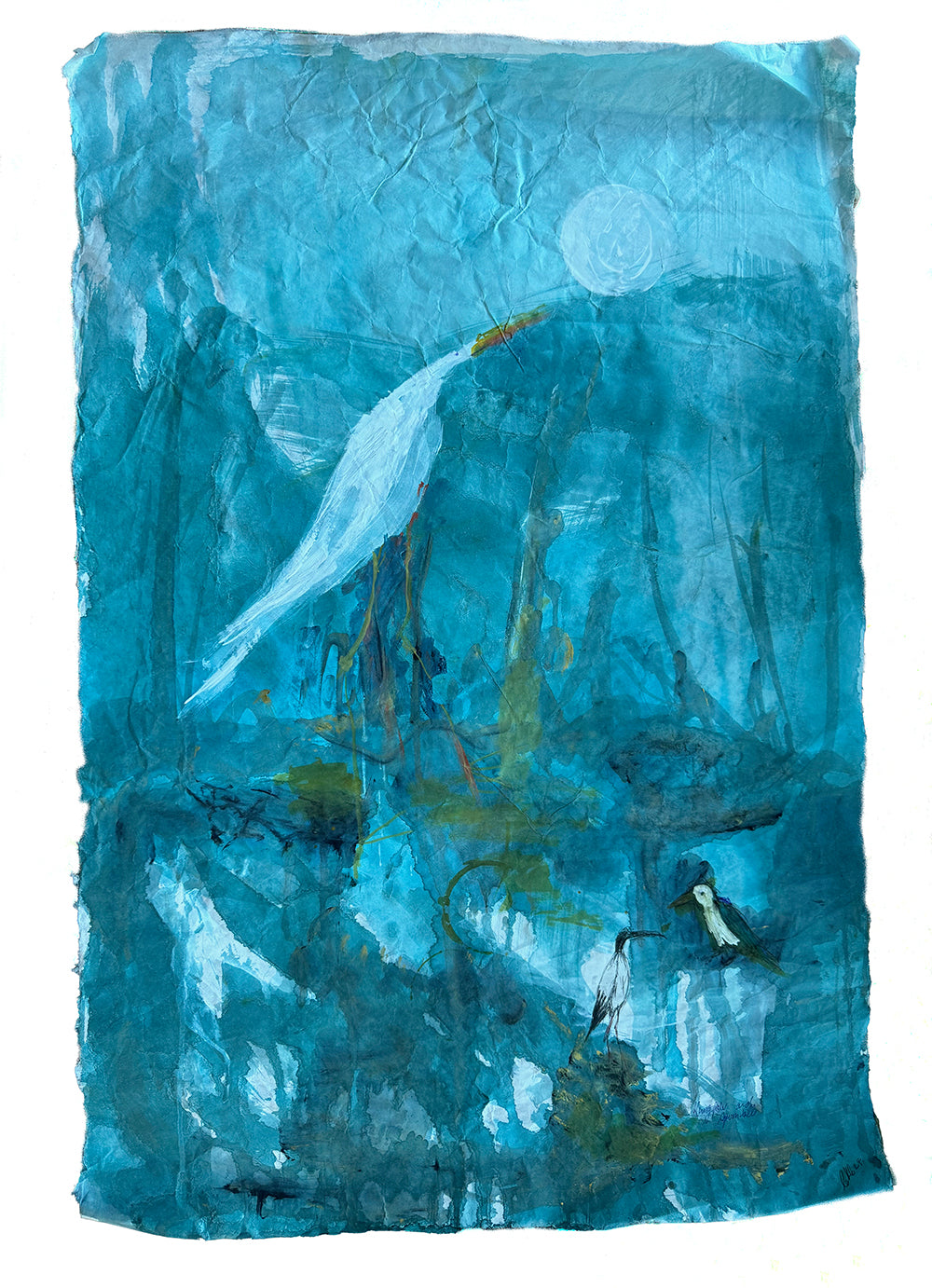 Christine Gibbs - Moon, Great Egret and Friends