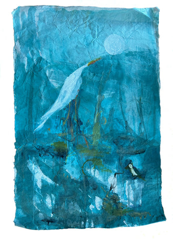Christine Gibbs - Moon, Great Egret and Friends