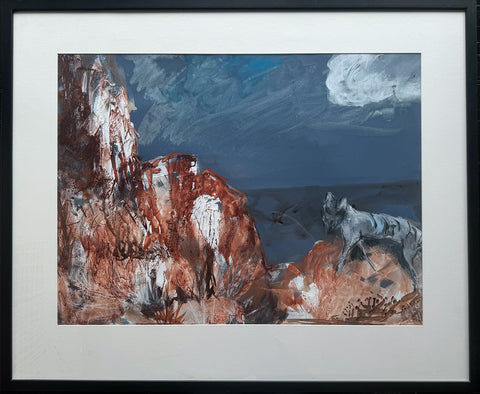 Christine Gibbs - Tasmanian Tiger on Rocky Landscape