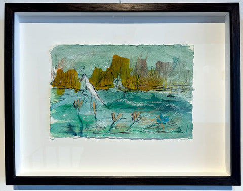 Christine Gibbs - Egret & Rocky Outcrop