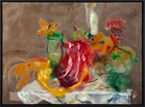 Josh Robbins - Lobster, glass of wine, butterfly, boar's leg, flower, candle, grapes, pomegranate, leaves, pumpkin, squash, berries, fish, oysters, peeled lemon, table and table cloth - Dining Out