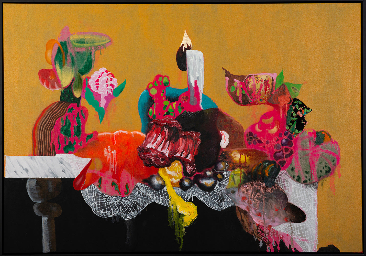 Josh Robbins - Lobster, glass of wine, butterfly, boar's leg, flower, candle, grapes, pomegranate, leaves, pumpkin, squash, berries, fish, oysters, peeled lemon, table leg and table cloth - Luxe Edition