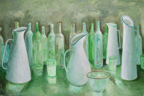 Lesley Dickman - Still Life with Bottles Jugs and other Objects