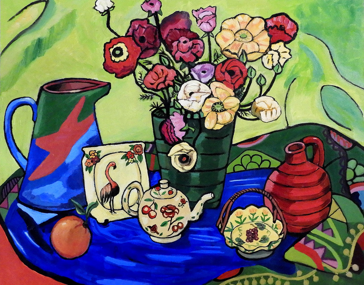 Sharman Feinberg - Ranunculus in a green vase